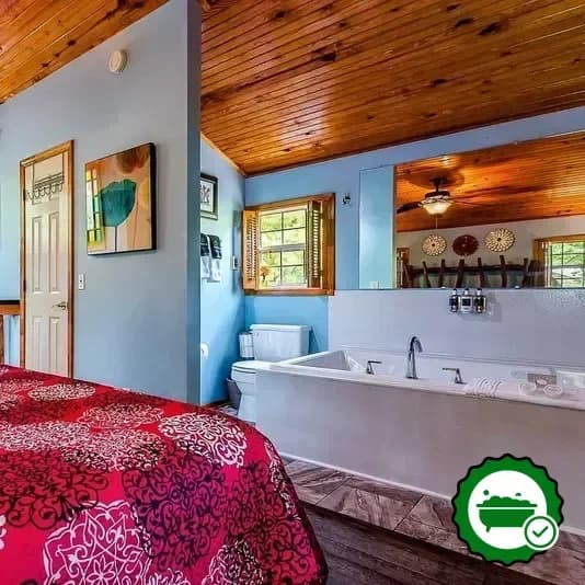 In-room jacuzzi at The Woods Cabins in Eureka Springs