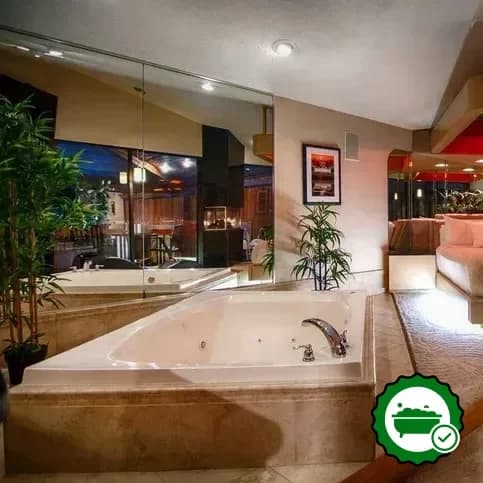 In-room jacuzzi at Sybaris Frankfort in Frankfort, Illinois