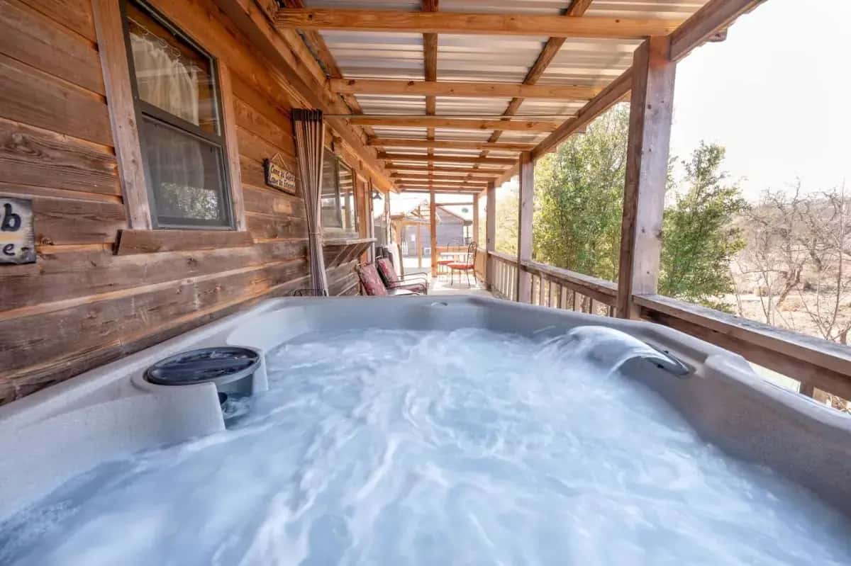 In-room hot tub at City On A Hill At Spring Creek in Fredericksburg, TX