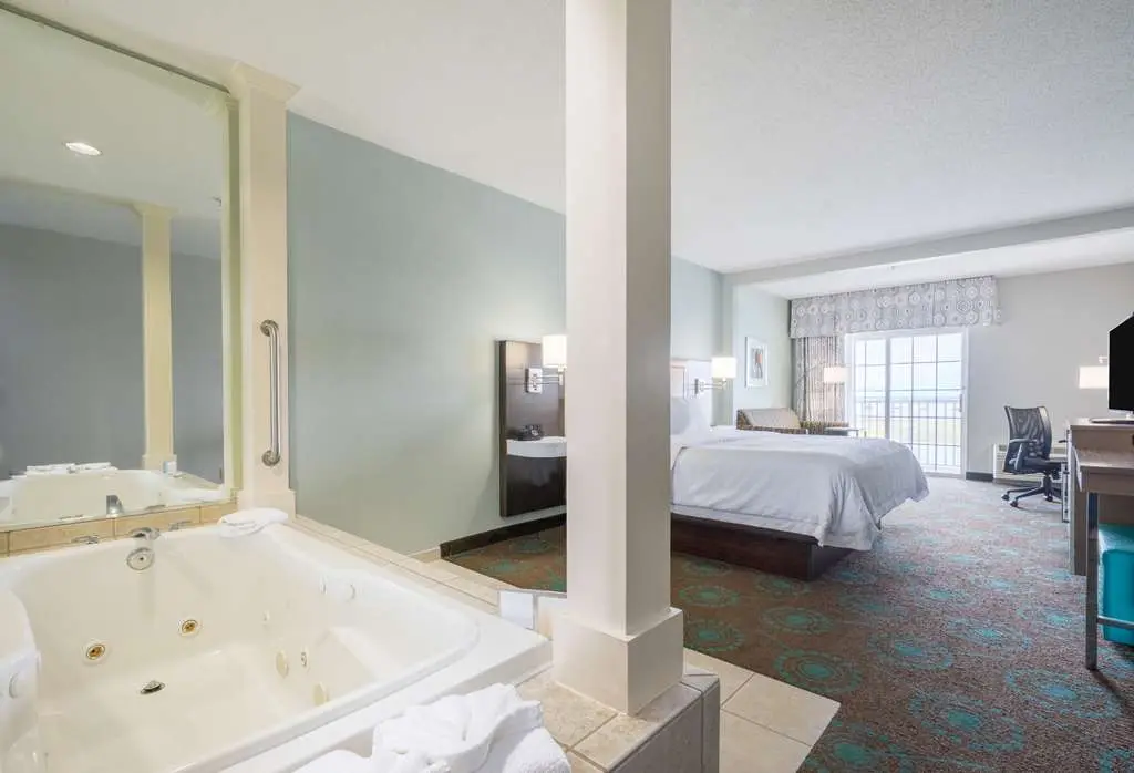 In-room hot tub at Hampton Inn & Suites Chincoteague-Waterfront in Chincoteague Island, VA